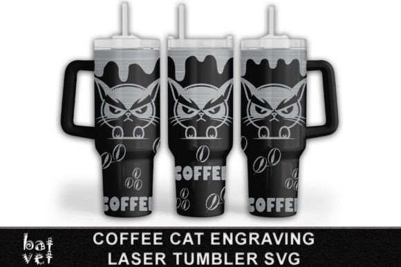 40 Oz Coffee Cat Tumbler Engraving SVG