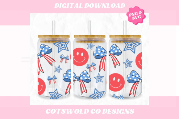 4th of July Cup Wrap SVG