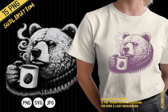 Bear with Hot Coffee Cup Shirt SVG PNG