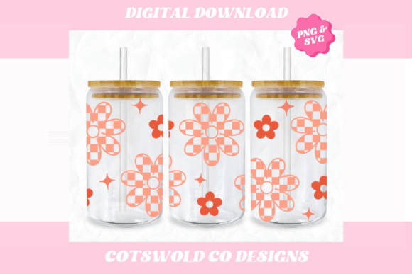 Boho Retro Flower Cup Wrap Design