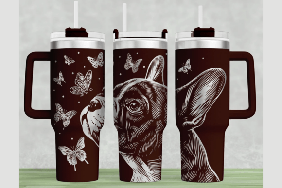 Bulldog 40oz Laser Tumbler Wrap SVG