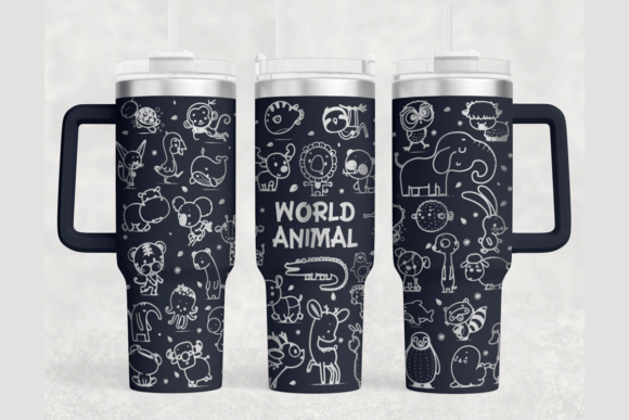 Cute Animals 40oz Laser Tumbler Wrap SVG