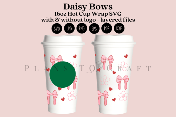 Daisy Bows 16oz Hot Cup Tumbler Wrap SVG