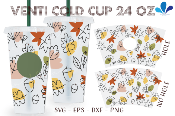 Doodle Fall Autumn Season Venti Cup SVG