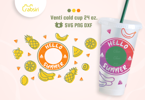Hello Summer Venti Cold Cup 24oz SVG