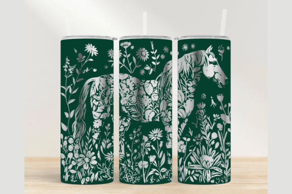 Horse Floral 20oz Laser Tumbler Wrap SVG