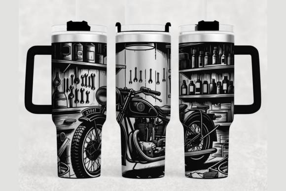 Motorcycle 40oz Laser Tumbler Wrap SVG