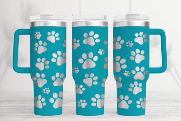 Paw Print 40oz Laser Tumbler Wrap SVG