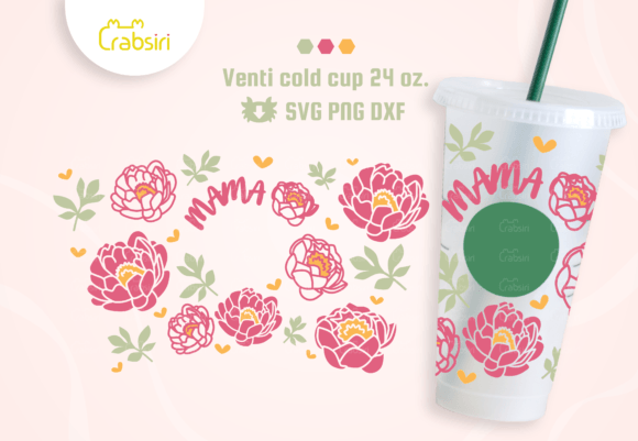 Peony Mothers Day Cold Cup 24oz SVG