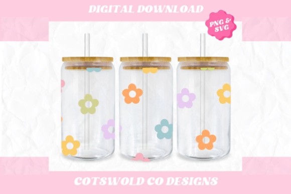Retro Flower Cup Wrap Design