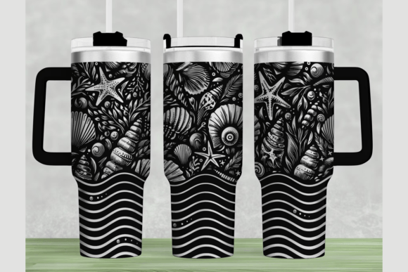 Sea Beach 40oz Laser Tumbler Wrap SVG